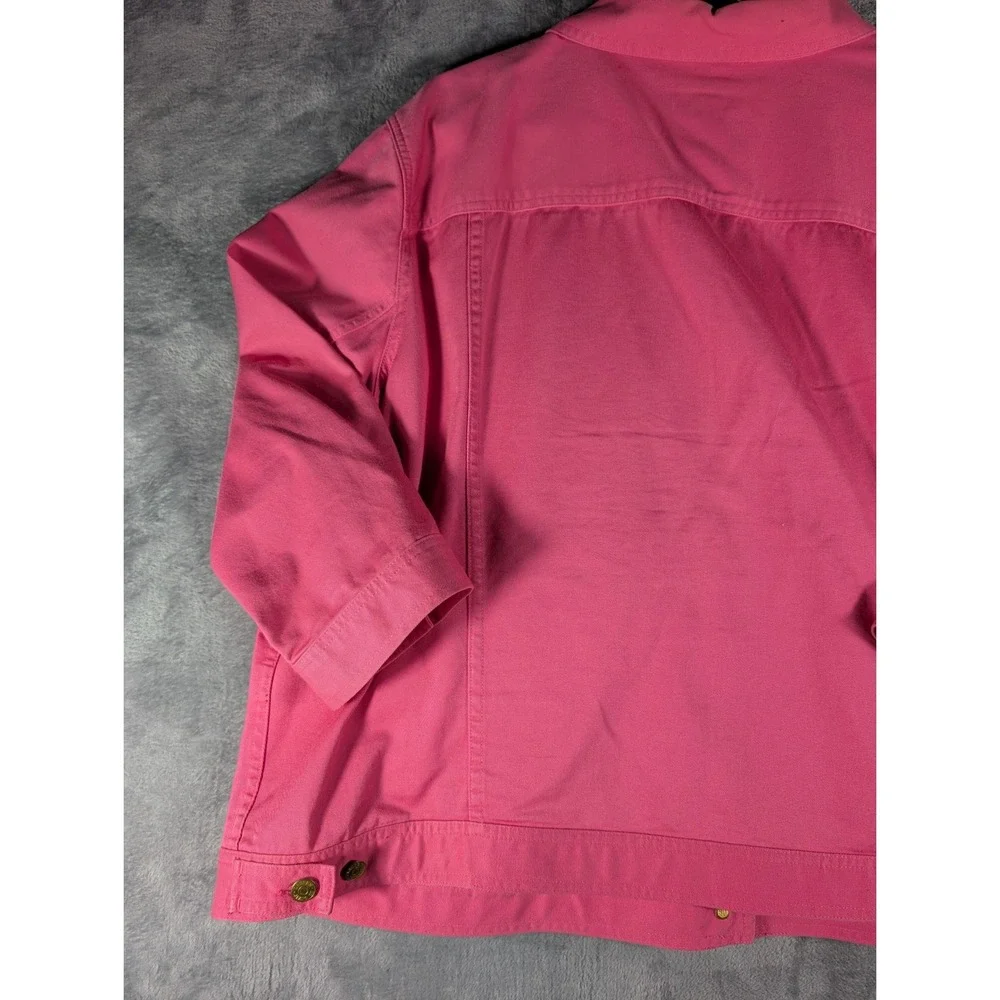 Lauren Jeans Co Ralph Lauren Pink Denim Trucker Jacket 3/4 Sleeve Women's 3XL - Picture 10 of 10